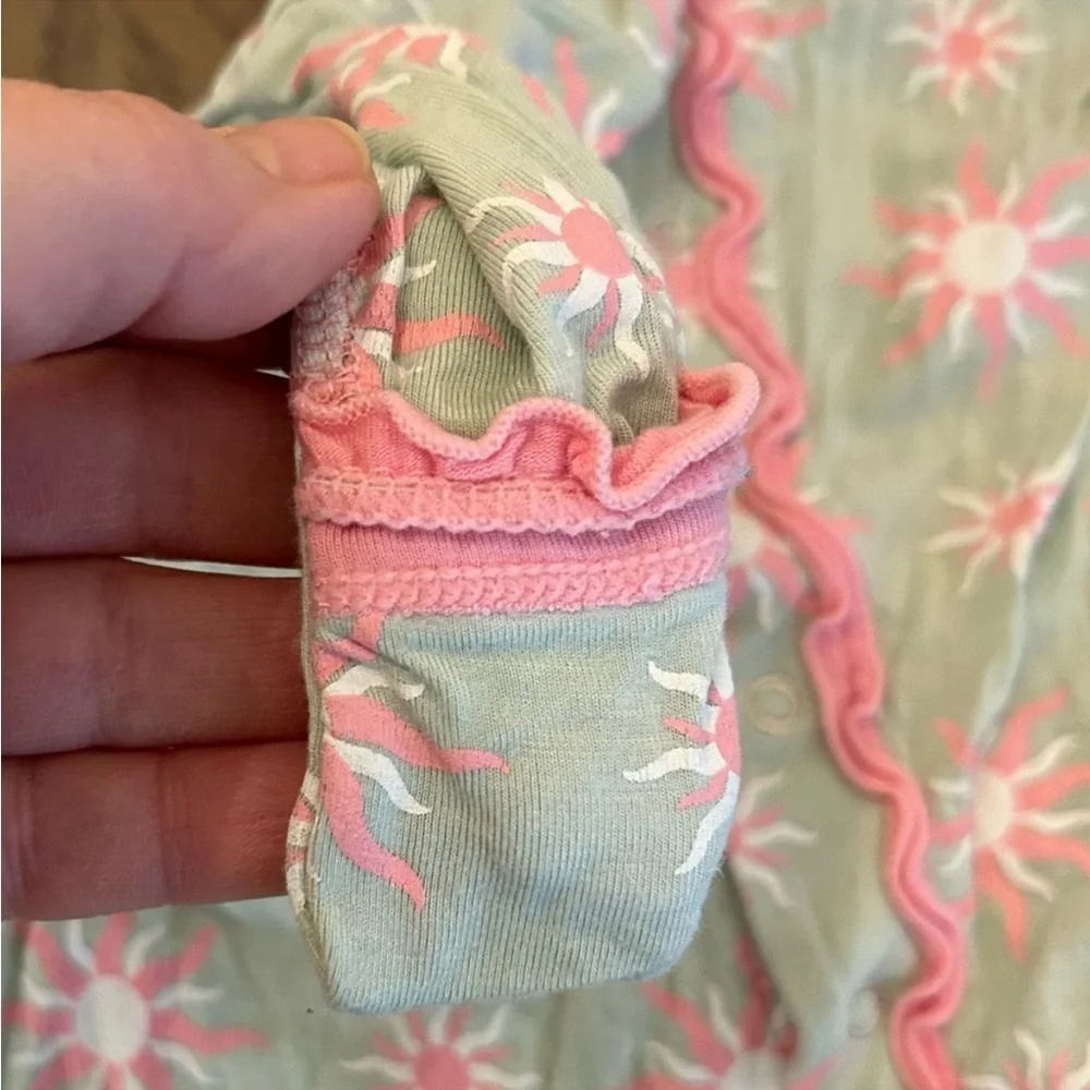 KicKee pants newborn pajamas. Pink and light green. Size 0-3 mo